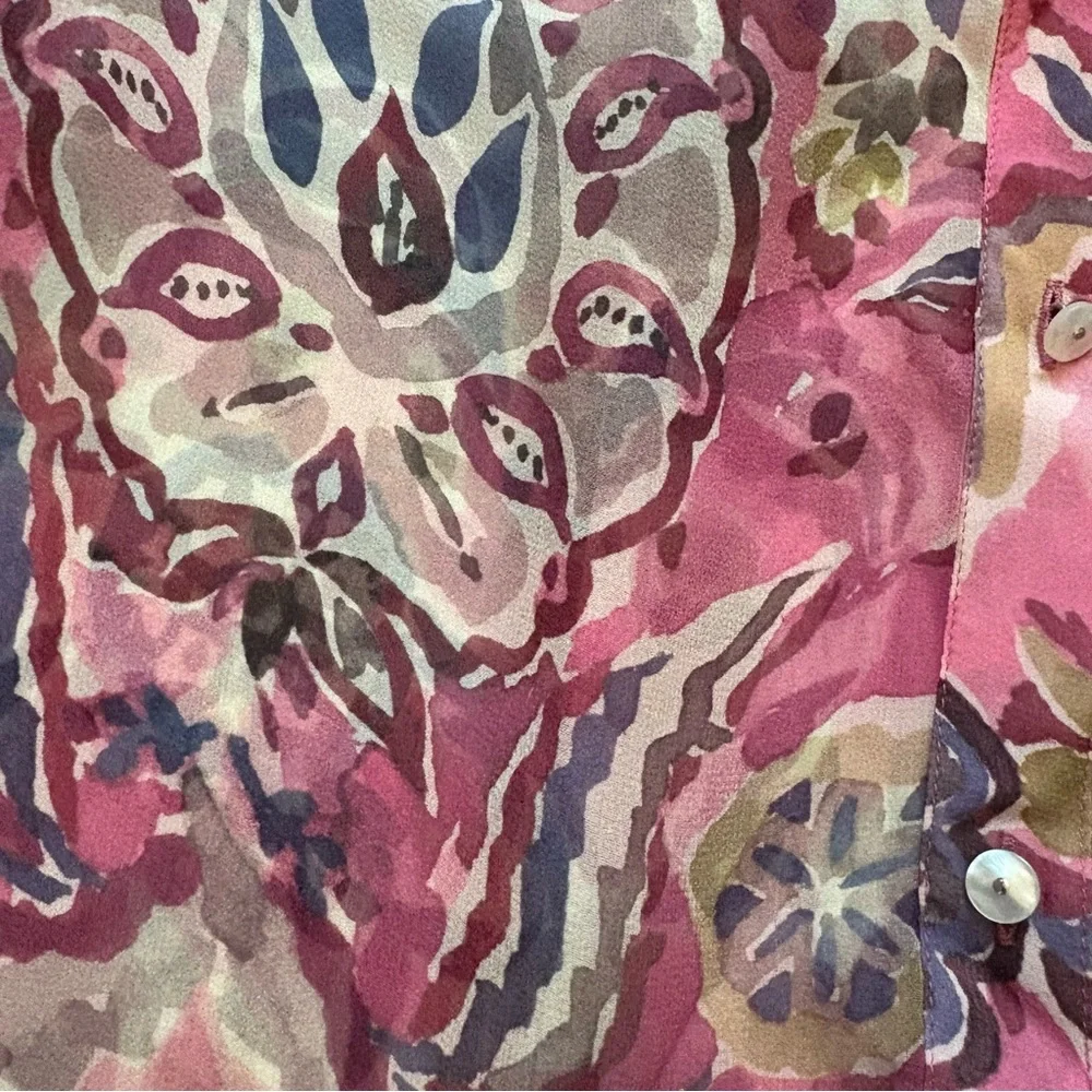 Veronica Beard Ashlynn Silk Top in Rose Multi, Sz 2 - Picture 14 of 16